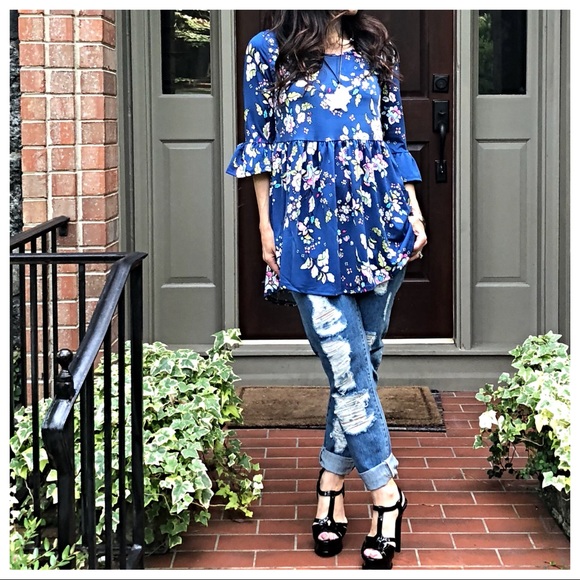 ✨LAST ONE ✨Floral ruffle sleeves loose fit top - Picture 6 of 8